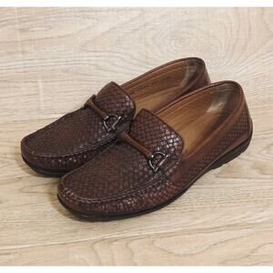 Brass Boot Walking Gloves Horse Bit Woven Leather Loafer Mens Shoes Size 10.5M